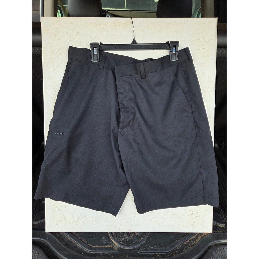 Grand Slam Mens Black Golf Shorts Flat Front Performance Side Zip Pocket 36